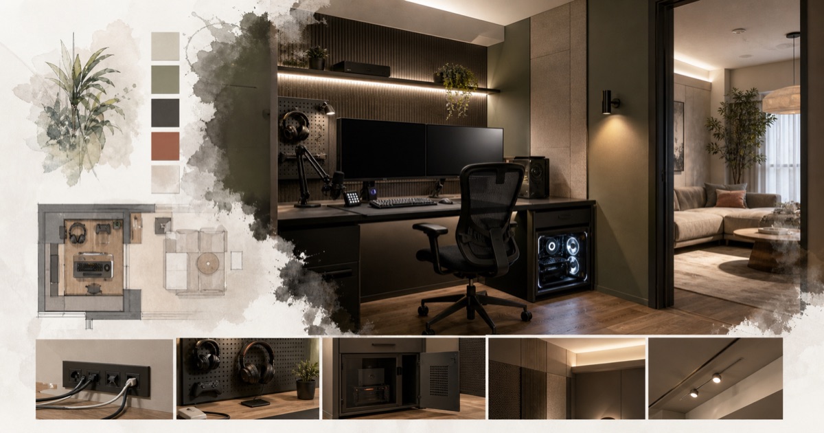 配線・音・照明を整えたゲームと配信スペースのあるリノベーション住宅