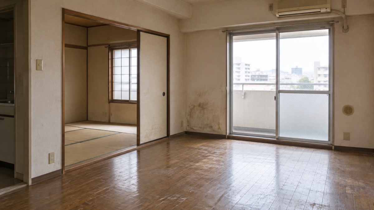 内見時に汚れや傷みを確認したい中古マンションの室内（AI生成のイメージ画像）