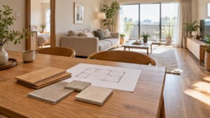 リノベ済みの購入と自分たちで改装する選択を考える住まいのイメージ（AI生成・実際の施工事例ではありません）